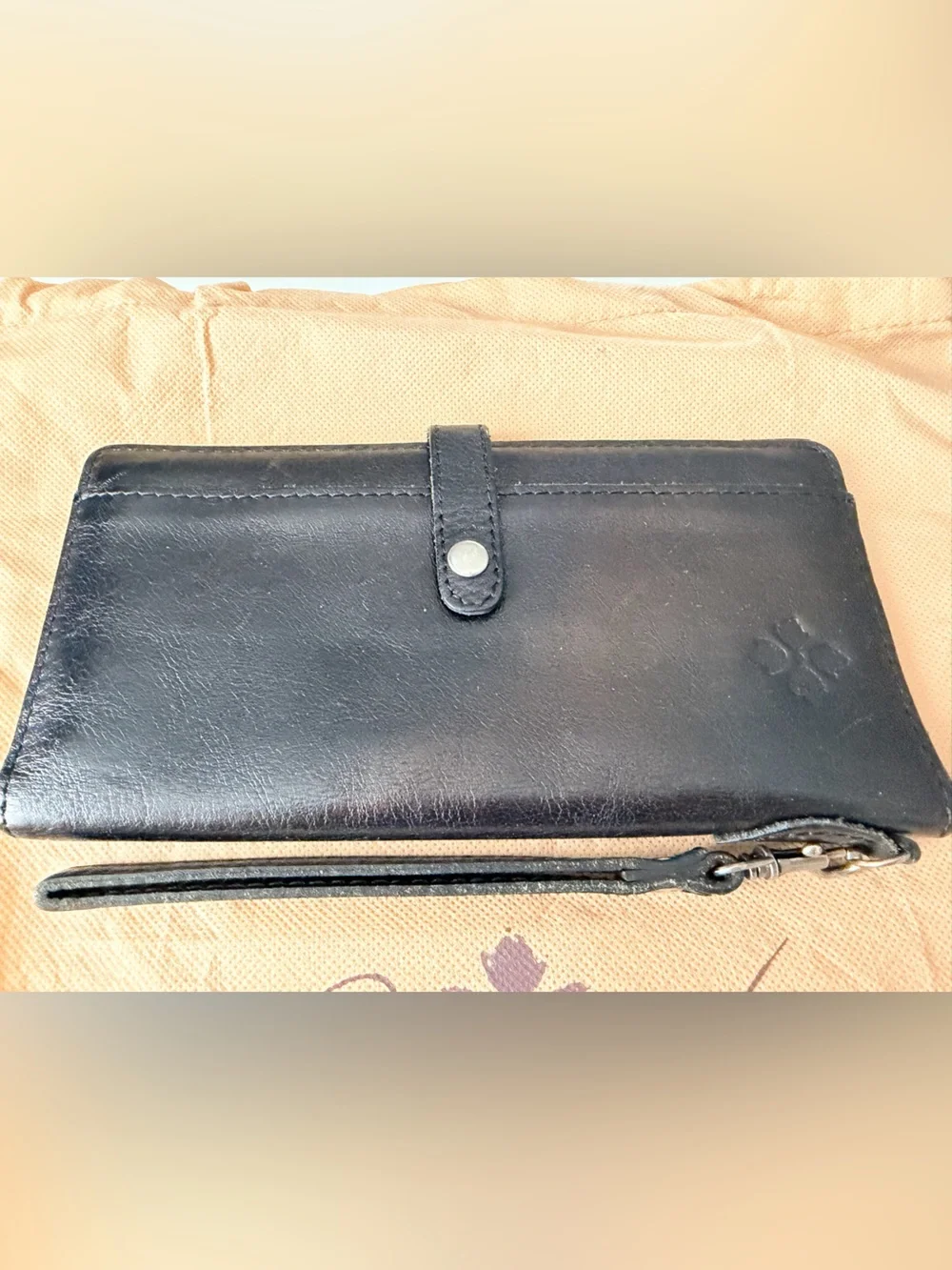 Patricia Nash Black Leather Wristlet Wallet